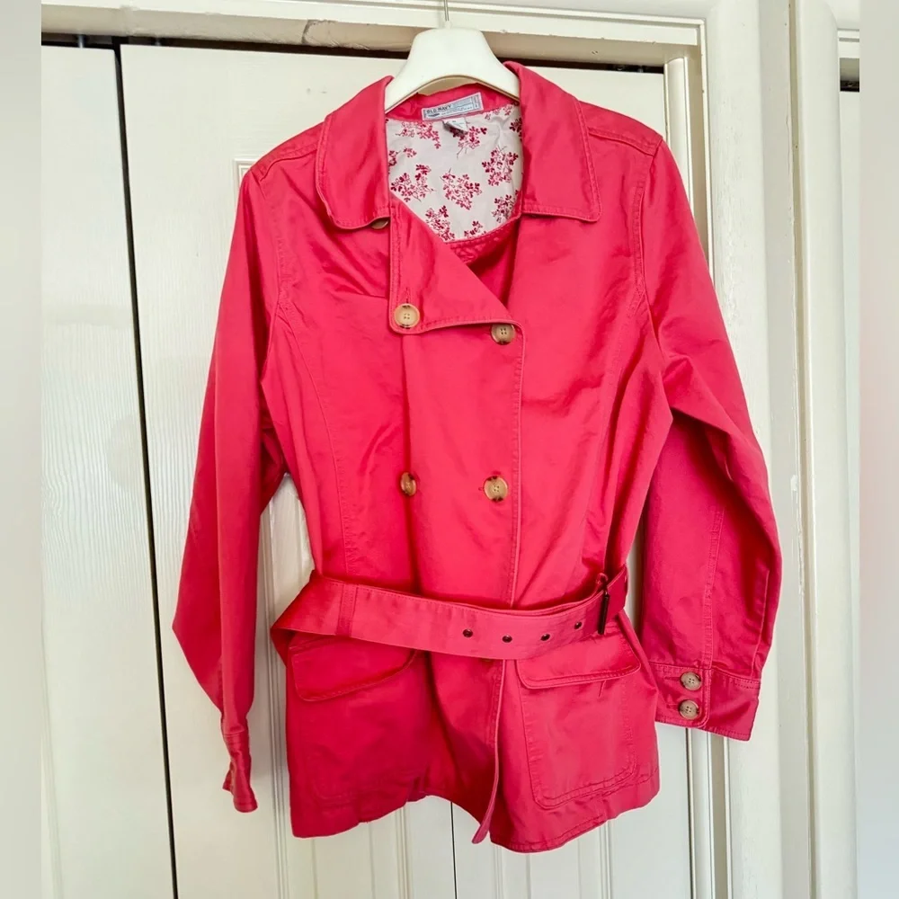 Old Navy Women's Coral Trench Coat peacoat cotton - Picture 1 of 6